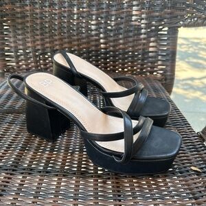 BP Sleek Black Platform Heels